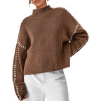 Isadora | Women's Cropped Mock Neck Ribbed Sweater