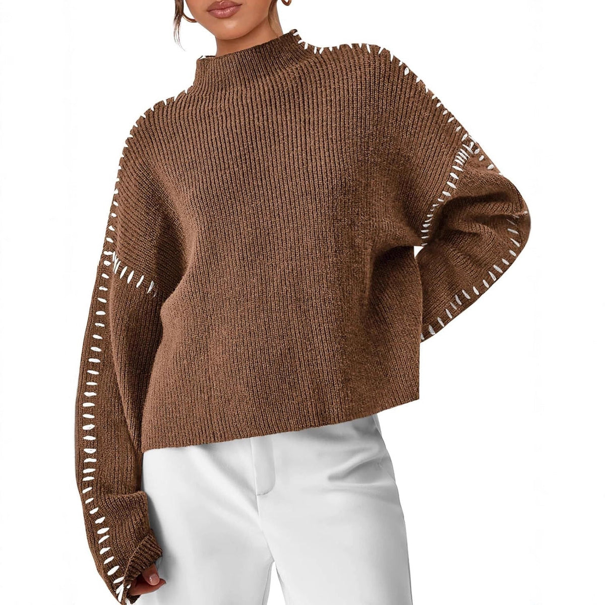 Isadora | Women's Cropped Mock Neck Ribbed Sweater