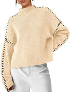 Isadora | Women's Cropped Mock Neck Ribbed Sweater