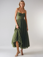 Sage Green Pleated Bustier Homecoming Dress
