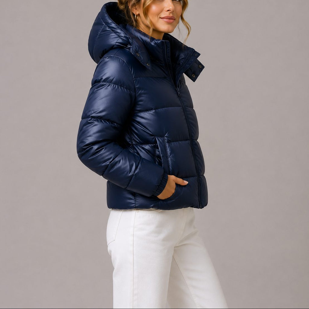 Beatrix | Women's Cropped Puffer Jacket with Hood and High Neck