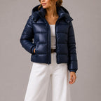 Beatrix | Women's Cropped Puffer Jacket with Hood and High Neck