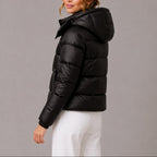 Beatrix | Women's Cropped Puffer Jacket with Hood and High Neck