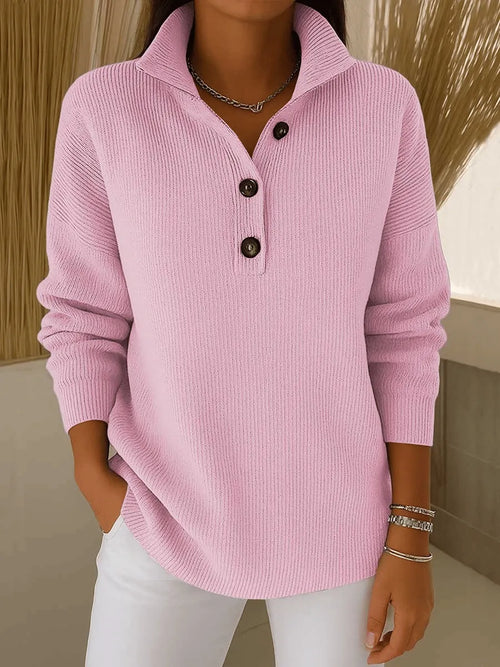 Anouk | Women's Polo Sweater Featuring a Button Placket V-Neck