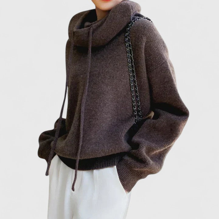Georgia | Women's Drawstring Cowl Neck Pullover Sweater