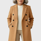 Octavia | Women's Double-Breasted Long Coat with Peak Lapel
