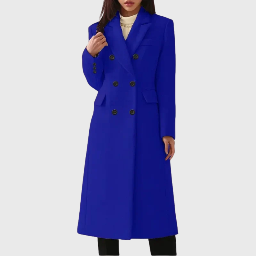 Octavia | Women's Double-Breasted Long Coat with Peak Lapel