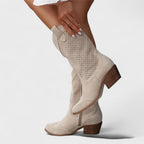 Belen | Women's Mid-Calf Western Boots with Perforated Detail