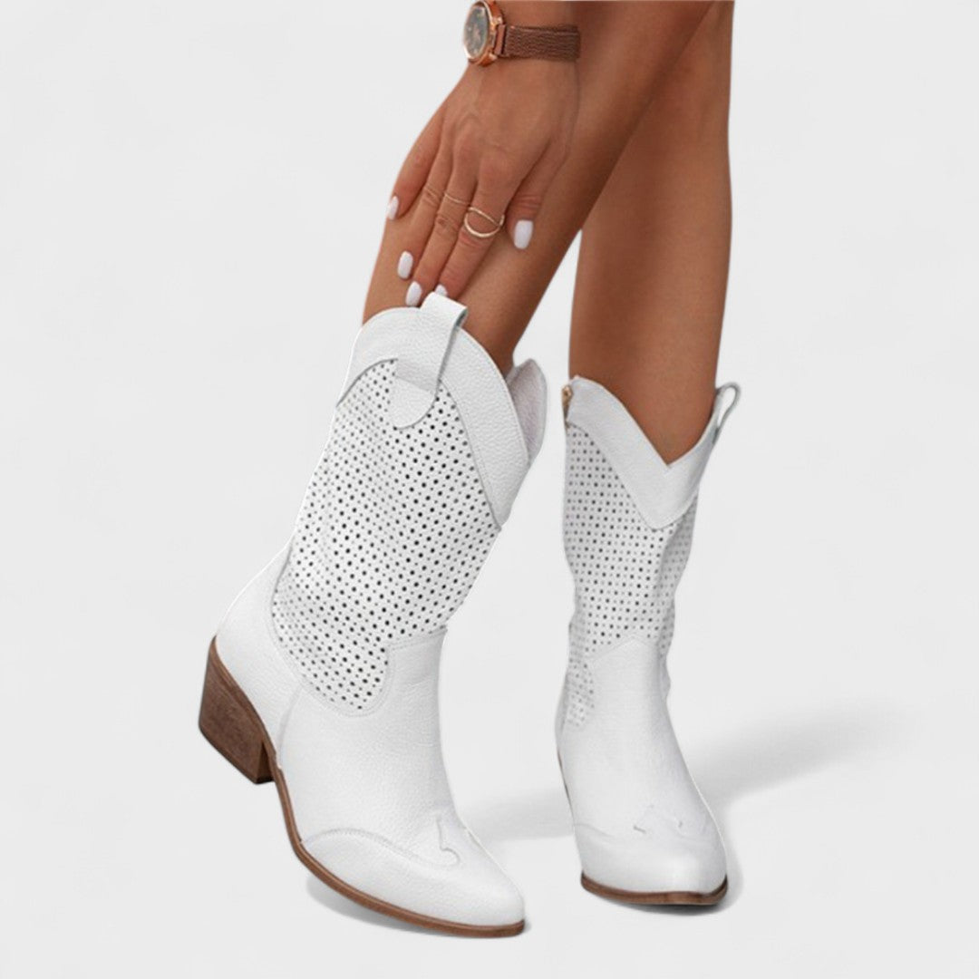 Belen | Women's Mid-Calf Western Boots with Perforated Detail