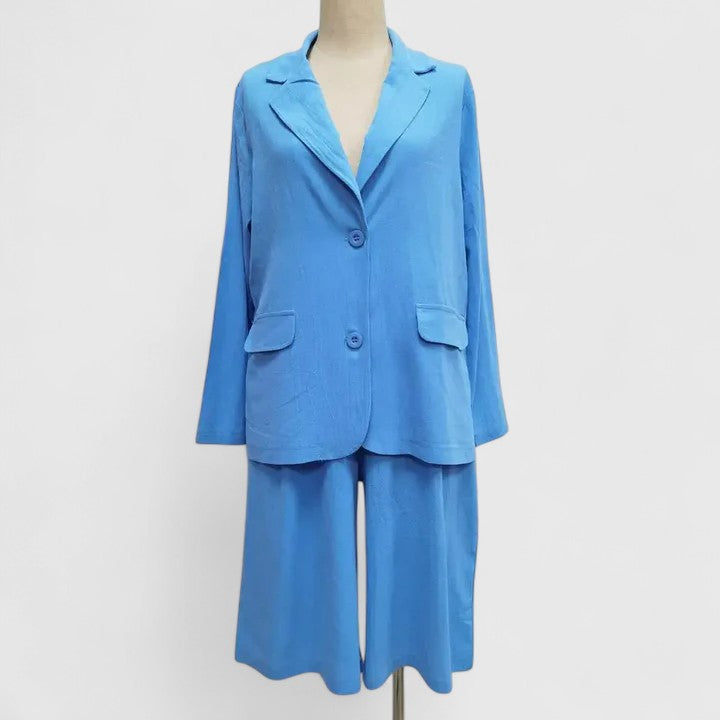 Linen Blazer Bermuda Short Two Piece Suit Set