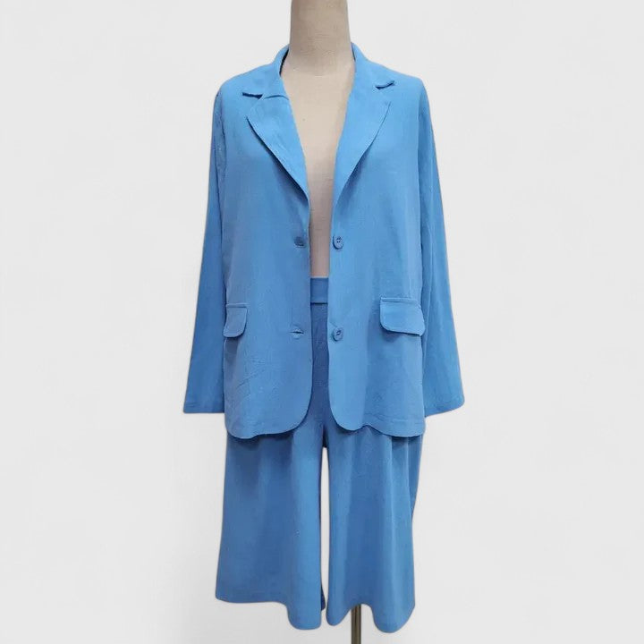 Linen Blazer Bermuda Short Two Piece Suit Set