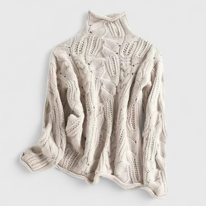 Odalys | Women's Openwork Cable Knit Turtleneck Sweater