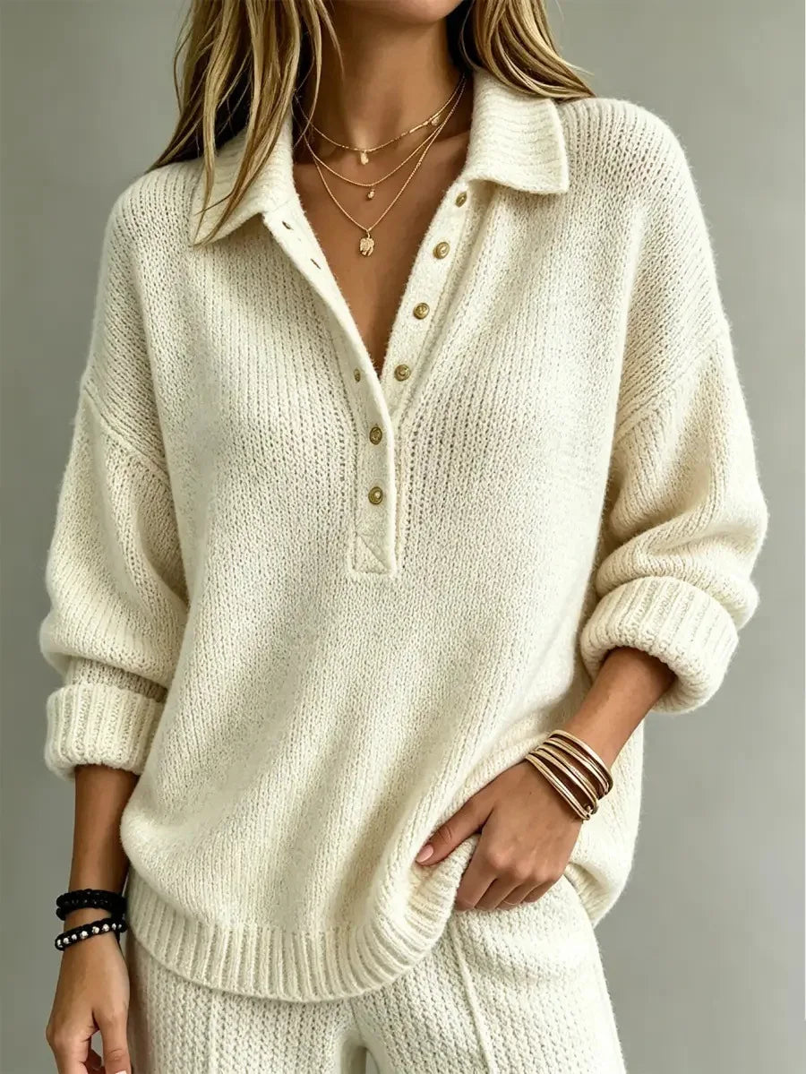Linnea | Women’s Polo Collared Oversized Knit Sweater