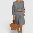 Linen Blazer Bermuda Short Two Piece Suit Set
