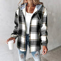 Juniper | Women's Drawstring Hooded Shirt Jacket in Bold Plaid