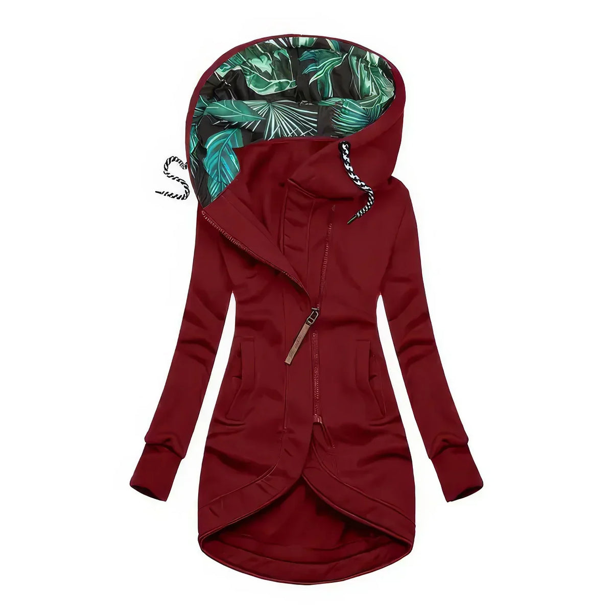 Cosima | Women's Hooded Zip-Front Jacket with Printed Contrast Lining