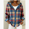 Fiorella | Women’s Plaid Hooded Jacket with Denim Trim