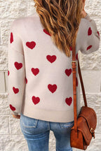 Colette | Women's Heart Print Crew Neck Sweater