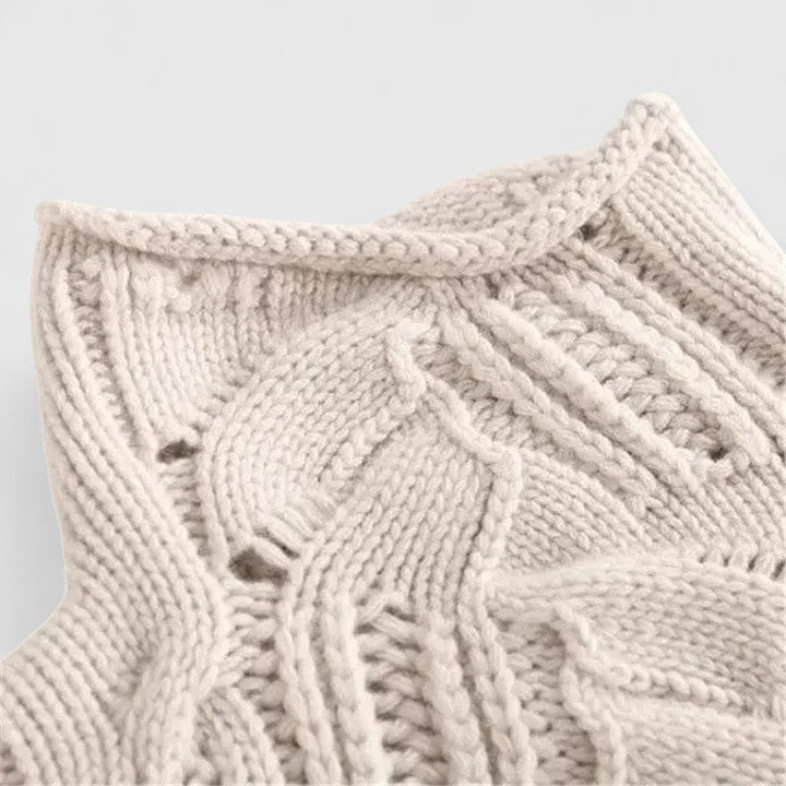 Odalys | Women's Openwork Cable Knit Turtleneck Sweater