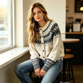 Sigrid | Women’s Knit Crew Neck Fair Isle Cardigan