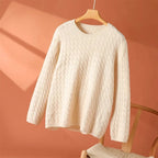 Solange | Women's Textured Cable Knit Crew Neck Sweater