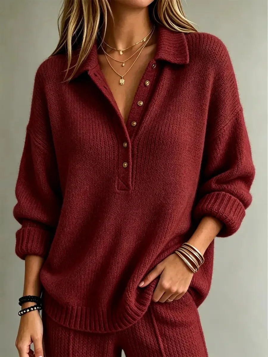 Linnea | Women’s Polo Collared Oversized Knit Sweater