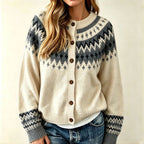 Sigrid | Women’s Knit Crew Neck Fair Isle Cardigan