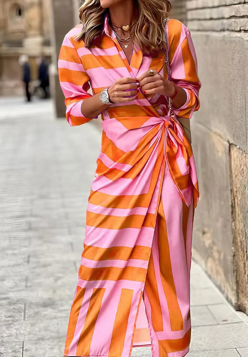 Printed Wrap Summer Dress
