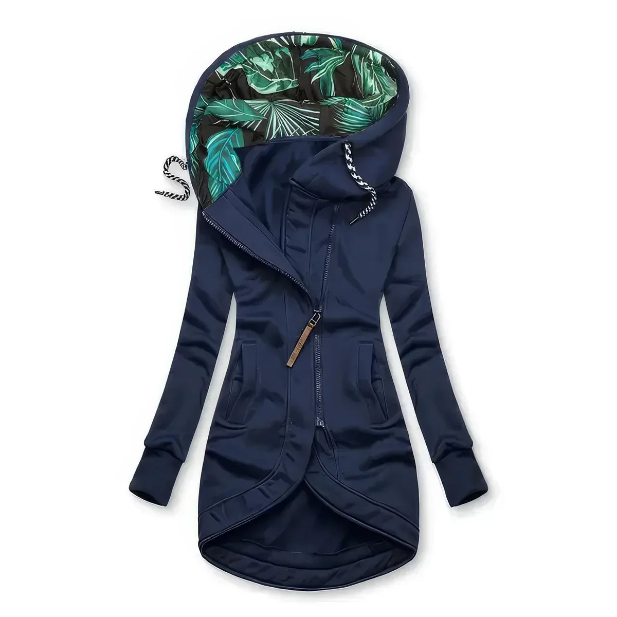 Cosima | Women's Hooded Zip-Front Jacket with Printed Contrast Lining