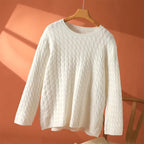Solange | Women's Textured Cable Knit Crew Neck Sweater