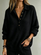 Linnea | Women’s Polo Collared Oversized Knit Sweater