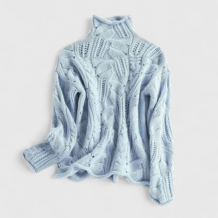 Odalys | Women's Openwork Cable Knit Turtleneck Sweater