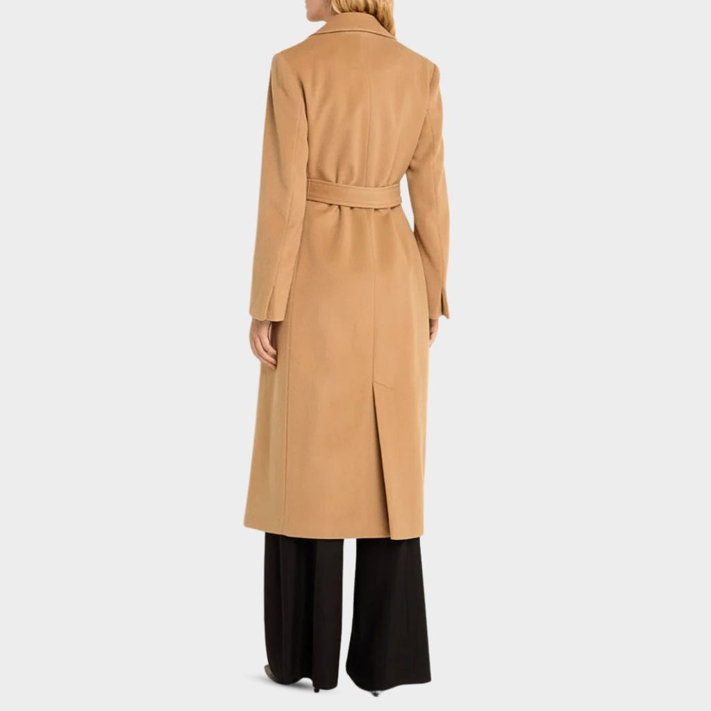 Rosalind | Women's Long Belted Wrap Coat with Notch Lapels