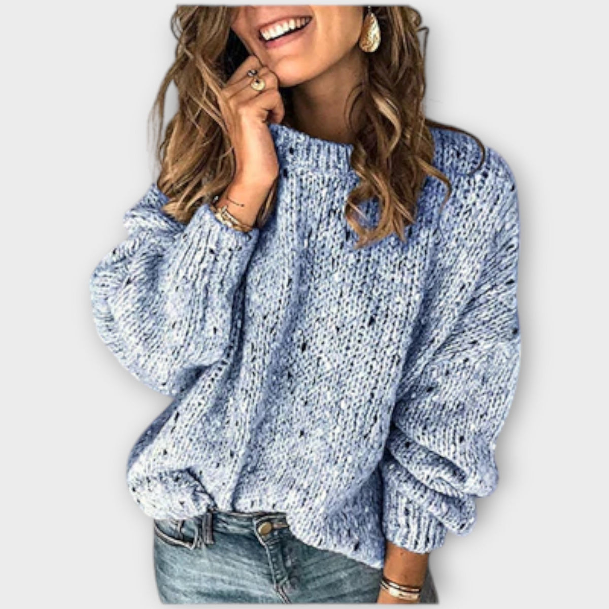 Marisol | Women's Open-Stitch Marled Balloon Sleeve Sweater