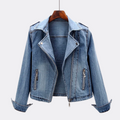 Josephine | Women's Fitted Zip-Front Denim Moto Jacket