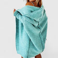 Elowen | Women's Longline Hooded Cardigan with Ribbed Open Front