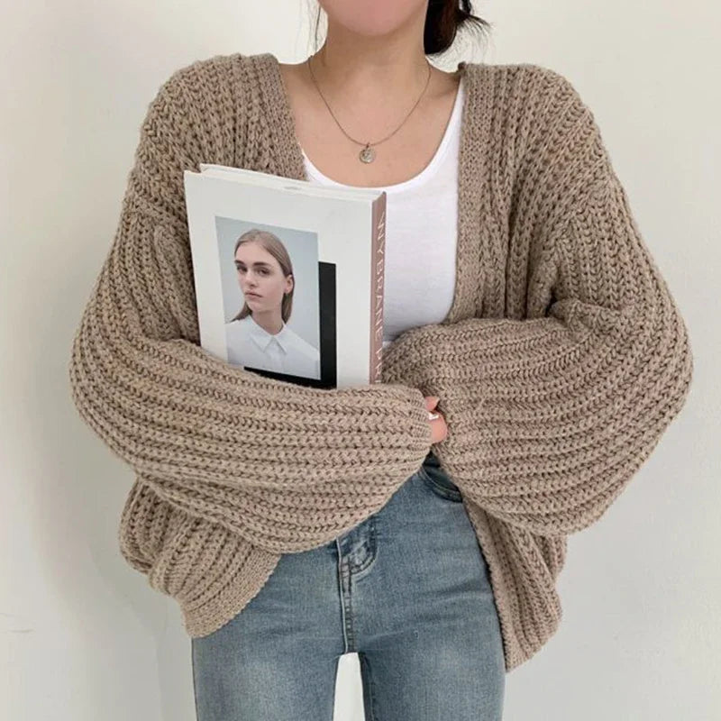 Perpetua | Women's Chunky Knit Cardigan with Oversized Balloon Sleeves