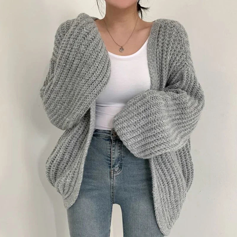 Perpetua | Women's Chunky Knit Cardigan with Oversized Balloon Sleeves