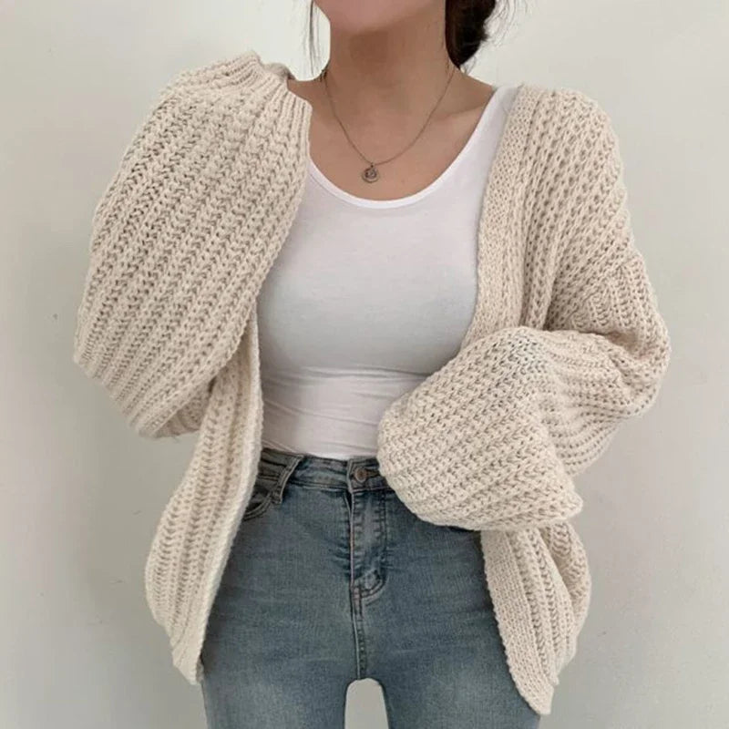 Perpetua | Women's Chunky Knit Cardigan with Oversized Balloon Sleeves