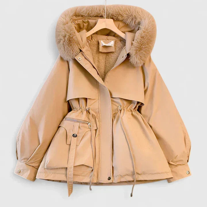 Coraline | Women's Fur Hood Parka Jacket with Drawstring Waist