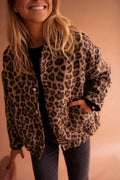 Rosalind | Women's Leopard Print Snap-Front Bomber Jacket