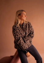 Rosalind | Women's Leopard Print Snap-Front Bomber Jacket