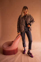 Rosalind | Women's Leopard Print Snap-Front Bomber Jacket