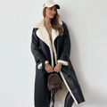 Marisol | Women's Faux Leather Coat with Contrast Shearling Trim