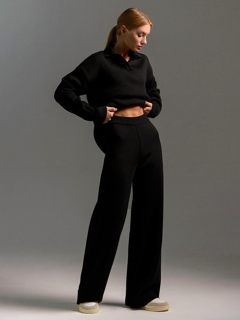 Teagan | Women’s Collared Sweater and Wide Leg Pants Set