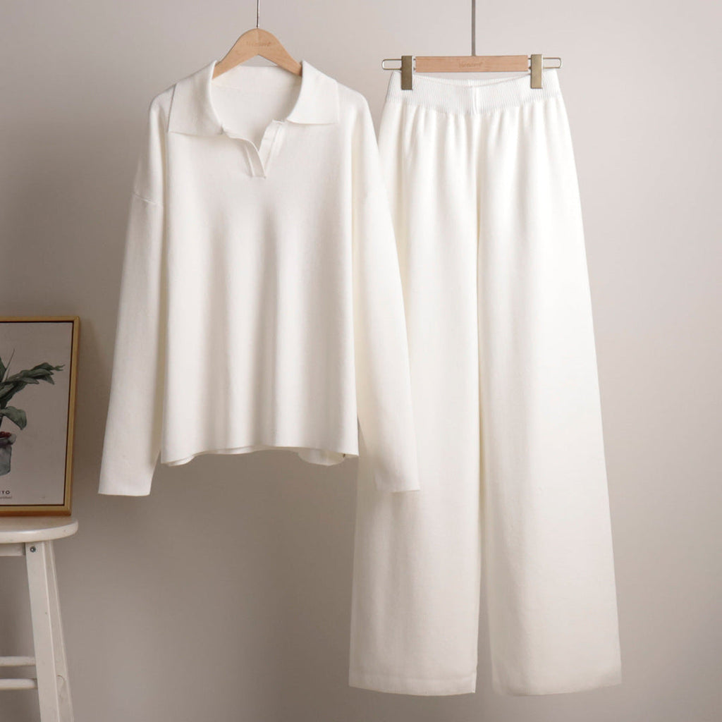 Teagan | Women’s Collared Sweater and Wide Leg Pants Set