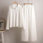 Teagan | Women’s Collared Sweater and Wide Leg Pants Set