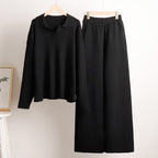 Teagan | Women’s Collared Sweater and Wide Leg Pants Set