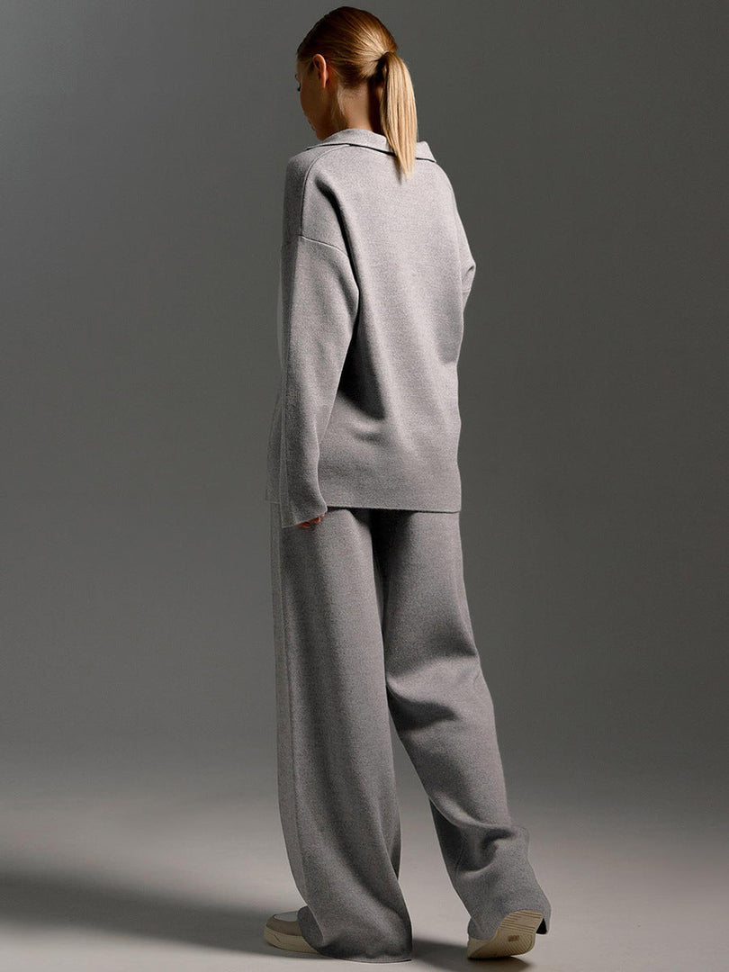 Teagan | Women’s Collared Sweater and Wide Leg Pants Set
