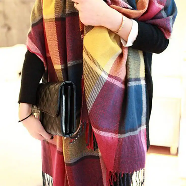 Gabriella | Women’s Multi Check Tassel Scarf